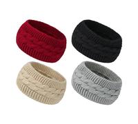 REZSOVEE 4 Pcs Winter Headbands for Women, Winter Ear Warmers for Warmth, Knitted Elasticated Headbands, Stylish Cold-weather Accessories, Suitable for Everyday Wear and Outdoor Excursions