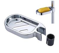 REZSOVEE Clip-On Shower Soap Dish, Chrome-Plated ABS Holder with Grooved Drainage, Fits 22mm Rails, Easy Install for Bathroom & Kitchen