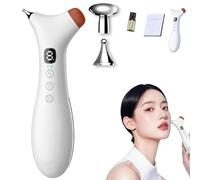 Rezuri - 4-in-1 Jaw Massager, Dual-Head Design Rezuri Tmj Massager, Adjustable Warmth & Vibration Settings, On-The-Go Relaxation in Minutes, for Full Body Stress Relief (Red Bian Stone)