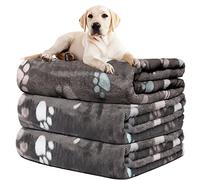 Rezutan Upgraded Dog Blankets for Large Dogs,3Pack Dog Cat Blankets Washable, Soft Pet Mat Throw Cover for Kennel Crate Bed, Cute Paw Pattern, Dog Blanket, Pet Blanket (Grey 31"x41")