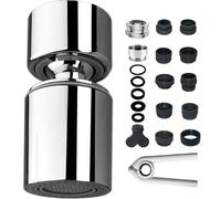 REZZI Kitchen Tap Spray Head Faucet Adapter Aerator 360° Swivel Sprayer 2 Modes Splash Proof Water Saving Design Extension Universal Sink Attachment for 22 mm Thread Taps Chrome