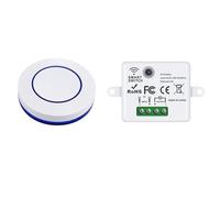 RF 433MHz Wireless Remote Control Light Switch with Receiver, 85-240V 10A for LED Lamps, Electric Doors, Pumps, Stage Equipment, Mini Round Wall Panel Switch, Compatible with CR2032 Battery