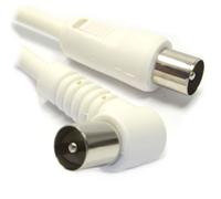 RF Aerial Fly Lead Coax Plug to Right Angled Plug Cable WHITE 2m