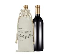 RF&CM Bridal Party Gifts, Bridesmaid Proposal, Bridesmaid Duties, Bridal Shower Favors - Cotton Drawstring Wine Bags - Standard Size - Multi-purpose - Weddings, Anniversaries, Birthdays, Festivals