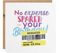 RF&CM Funny Reduced Sticker Birthday Card, Yellow Sticker, Joke Birthday Card, Funny Cards for Him, Cheap, Husband, Wife, Mum, Dad,Brother,Boyfriend,Sister,Friends...