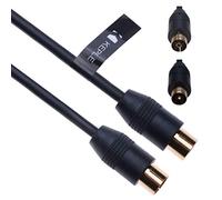 RF Coaxial Cable TV Aerial Lead 5m Coax Plug Male to Female Antenna Socket Extension for Freeview, SKY/SKY HD, Virgin, BT, DVD, VCR Connect to Television | Gold M-F Connector (Black)