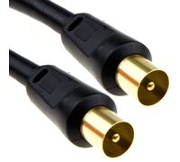 kenable RF Coaxial RG6 TV Aerial Lead Coax Male Plug to Plug Black Cable GOLD 1m