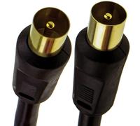 kenable RF Coaxial TV Aerial Lead Coax Male Plug to Plug Black Cable GOLD 2m