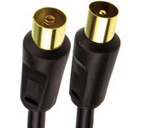 kenable RF Coaxial TV Aerial Lead Coax Plug to Socket Black Cable GOLD 0.5m