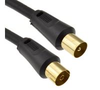 kenable RF Coaxial TV Aerial Lead Coax Plug to Socket Black Cable GOLD 2m