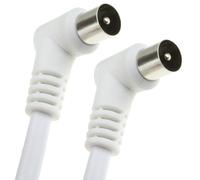 RF Fly Lead Right Angle Male Plug to Plug Coaxial TV Freeview Cable 1m White