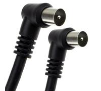 RF Fly Lead Right Angle Male Plug to Plug Coaxial TV Freeview Cable 2m Black