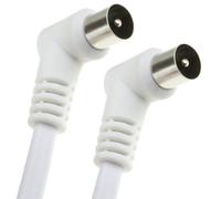 RF Fly Lead Right Angle Male Plug to Plug Coaxial TV Freeview Cable 2m White
