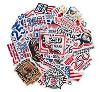 RF-patch 250 Anniversary USA Patches, 32 Pcs 4th of July Iron on Patch, American Flag Elemental Patriotic Iron on/Sew on Patches for Hats, Jeans, Dress, Backpacks