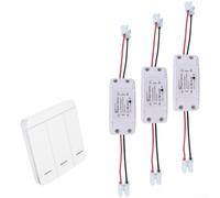 RF Remote Control Light Switch Wireless Kit AC90-250V 10A Relay Receiver for Easy Home Automation Setup(3 * LN3+ 3-way panel)