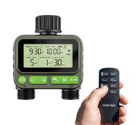 RF Remote Controlled Water Timer 2 Zone - Dual Outlet Garden Hose Irrigation Controller | IP65 Waterproof | 60m Range | 4 Programs | Rain Delay & Child Lock | Lawn, Garden & Allotment