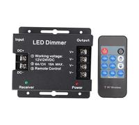 RF Remote LED Dimmer, Wall Dimmer Switch with 11 Keys RF Remote Controller, DC 12V-24V PWM LED Light Strip Dimmer for Home Shop Supermarket