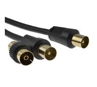 kenable RF TV Freeview Plug to Plug Black Aerial Lead Cable with Coupler 1.8m [1.8 metres]