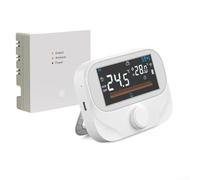 RF Wireless Programmable Room Thermostat for Boiler, Smart App Control with Weather & Humidity Display, White(WiTH3-No Wifi)