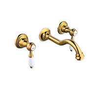 RF0374 Modern Bathroom Faucet Wall Mounted Two Handle Mixer Tap Copper Angle Valve Elegant Basin Mixer Tap with Integrated Junction Box for a Home Makeover.