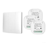 RF433 Self Powered Wireless Remote Control Switch, No Wiring Required for Smart Home Lighting, 10A Compatible with Most Appliances, 2-Way Control, 100m Range, White(D)