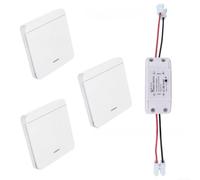 RF433 Wireless Light Switch Kit 10A Heavy Duty Remote Control for AC 90-250V Lighting Fans Heaters - White ABS Receiver 8.8x2.5x4cm(LN3+3 * panel)