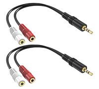 RFAdapter 3.5mm Stereo to Dual Mono Cable, 2 Pack 6inch 1/8" TRS Male to 2 TS Mono Female Adapter Gold-Plated Connector Audio Y Splitter Cord for Headphone, Speaker