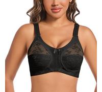RFAGDS Women's Plus Size Full Coverage Minimizer Lace Bra Unlined Wirefree Non Padded Everyday Bra for Big Bust Black