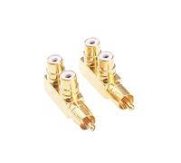 RFaha 2pcs RCA Male to Dual RCA Female Connector Adapter AV Splitter for Audio Video(F91-2)