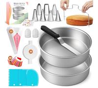RFAQK 100PCs Aluminum Cake Tins for Baking with Two 8inch Round Baking Tins