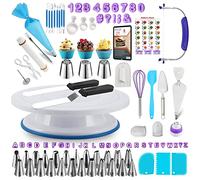 RFAQK 230PCs Cake Decorating Kit with Baking Supplies Cake Turntable, Piping Bags and Tips, Modeling Tools, Plunger Cutters, Cake Scrappers, Pastry Bags Cake Decorating Supplies