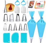 RFAQK 30 PCs Piping Bags and Nozzles-16 Numbered Piping Nozzle & 10 Piping Bag Disposable with Pattern Chart & EBook-Icing Bags and Nozzles Set-Cupcake Cookie Decorating Tips Piping Kit & Baking Tools