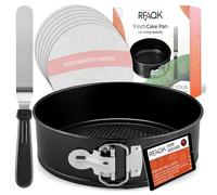 RFAQK 9 Inch Springform Pan for Baking - Nonstick Round Cake Tin with 10 PCs Parchment Paper Liners and Spatula -Leakproof Deep Cake Pan for Cheesecake, Lasagna, Pizza, Brownie