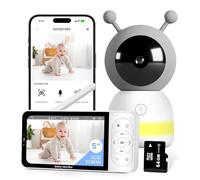 RFAQK Baby Monitor with WiFi - 2K Video Baby Camera Monitor 5" HD Screen, Night Vision, 24 Hours VOX Mode,Temperature Sensor Cry & Motion Detection, PTZ Auto Tracking