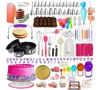 RFAQK Cake Decorating Supplies, 700PCs Cake Decorating Kit 3 Springform Cake Pans, Cake Turntable, Numbered Piping Icing Tips, Chocolate Mold,Leveler, Baking Supplies Cupcake Liner & more Baking Stuff