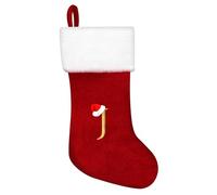RFAQK Monogram Christmas Stockings with Letter J, 20 Inches Large Red Velvet Super Soft Letter Christmas Stockings Personalized Holder for Xmas