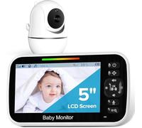 RFAQK Non Wifi Baby Monitor With Camera And Night Vision, 5 Inch Large Screen with 3000mAh Battery & Upto 1000 feet Range, 4x Zoom, 2 Way Talkback with Crying Detection & Temperature Sensors