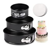 RFAQK Springform 3er-Set (10.2 cm/17.8 cm/22.9 cm) Kuchenformen-Sets zum Backen, antihaftbeschichtet, Backform mit 50 Pergamentpapiereinlagen für kleine, mittelgroße und große Kuchen mit E-Book