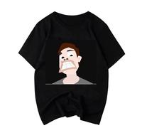RFD6Uww23 Funny Design Text T-Shirt Short Sleeve Cotton Loose Creative Black M