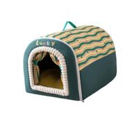 RFDRR Pet Bed House Indoor Cat Dog House, Non-Slip Bottom Cozy Cave Hideout, Portable Warm Sleeping Nest Shelter for Small Pets(Tian green,100 * 70 * 60)