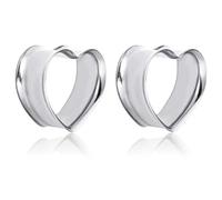 RFDRR Plugs For Ears,Ear Tunnels2 PCS Heart-Shaped Tunnels Ear Stretcher 316L Stainless Steel Ear Plugs Ear Tunnels Gauges Stretcher Expander 8mm-30mm(Silver,28mm)