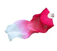RFDRR Silk Fans,Dance RibbonsWomen's Length Belly Dancing Fan Gradient Color Dancer Practice Long Imitation Dance Props Silk Fans(Red)