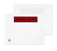 RFE 100 x A6 Printed Document Enclosed Wallets Printed Peel & Seal Clear Plastic Envelopes/Sleeves/Pockets/Wallets | Attach Invoices, Packing Lists & Delivery Notes to Parcels