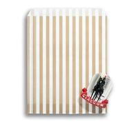 RFE 5" x 7" Striped Candy Sweet Paper Bags | Wedding Buffet Favour Cake Gift Pick n Mix Shop | Premium Quality UK Made *CHOOSE SIZE & QUANTITY* (Gold, 50 Bags)