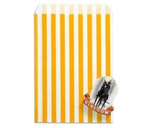 RFE 5" x 7" Striped Candy Sweet Paper Bags | Wedding Buffet Favour Cake Gift Pick n Mix Shop | Premium Quality UK Made *CHOOSE SIZE & QUANTITY* (Orange, 50 Bags)