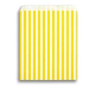 RFE 7" x 9" Striped Candy Sweet Paper Bags | Wedding Buffet Favour Cake Gift Pick n Mix Shop | Premium Quality UK Made *CHOOSE SIZE & QUANTITY* (Yellow, 50 Bags)
