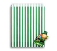 RFE 7" x 9" Striped Candy Sweet Paper Bags | Wedding Buffet Favour Cake Gift Pick n Mix Shop | Premium Quality UK Made *CHOOSE SIZE & QUANTITY* (Green, 50 Bags)