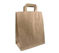 RFE Kraft SOS Brown Paper Carrier Bags with Handles -*CHOOSE YOUR SIZE AND QUANTIY*- For Lunch, Takeaway, Grocery and Party use - Heavy-Duty Paper Carrier Bags (50, Small - 7x3.5x8.5")