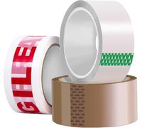 RFE Mixed Clear Tape, Brown Tape, Fragile Low Noise Printed Tape, Strong Heavy Duty Rolls Packaging Tape Secure Sticky Sealing Tape For Parcel Boxes Moving Boxes 48MM x 66M 3 Rolls
