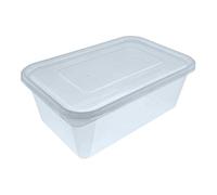 RFE Pack of 100 Plastic 750ml Microwave Food Takeaway Containers with Lids - BPA Free, Stackable, Airtight, Reusable, Recyclable, Dishwasher & Freezer Safe - For Meal Prep & Food Storage Use. (100)